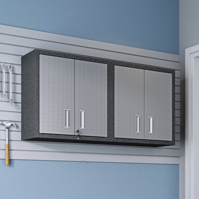 Fortress 30" H x 30" W x 12.5" D Modern Floating Metal Garage Storage Cabinet in Dark Gray