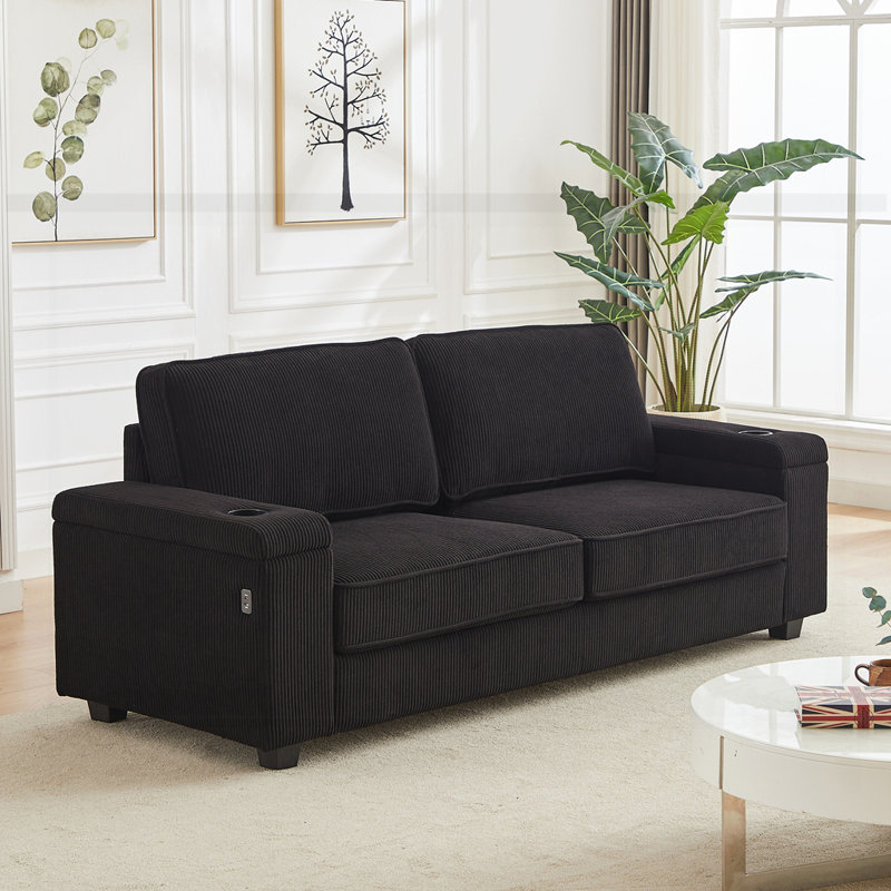 Canapé à assise profonde 86,5 po, Noir