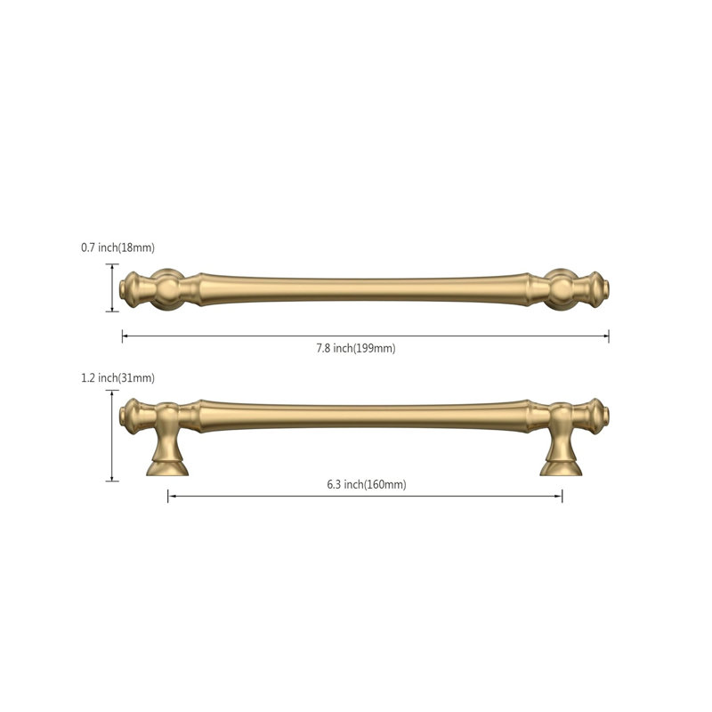 10 Pack Champagne Bronze Cabinet Pulls,160MM Hole Centers,Gold