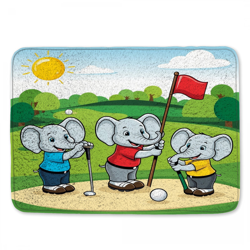Tapis de bain éléphants jouant au golf, L 34 po x L 21 po