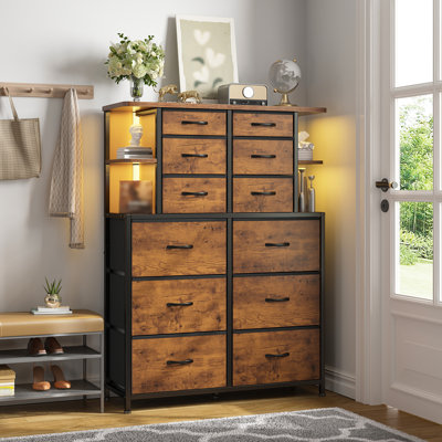 12-Drawer Dresser with LED Lights by Wrought Studio