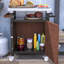 Chariot de barbecue extérieur avec espace de rangement - Roulettes de service mobiles et support pour barbecue, table en acier inoxydable pivotante à 360°