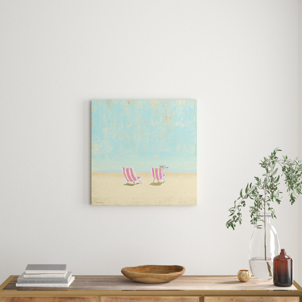 "Pink Chairs" by Rick Novak Painting Print on Wrapped Canvas