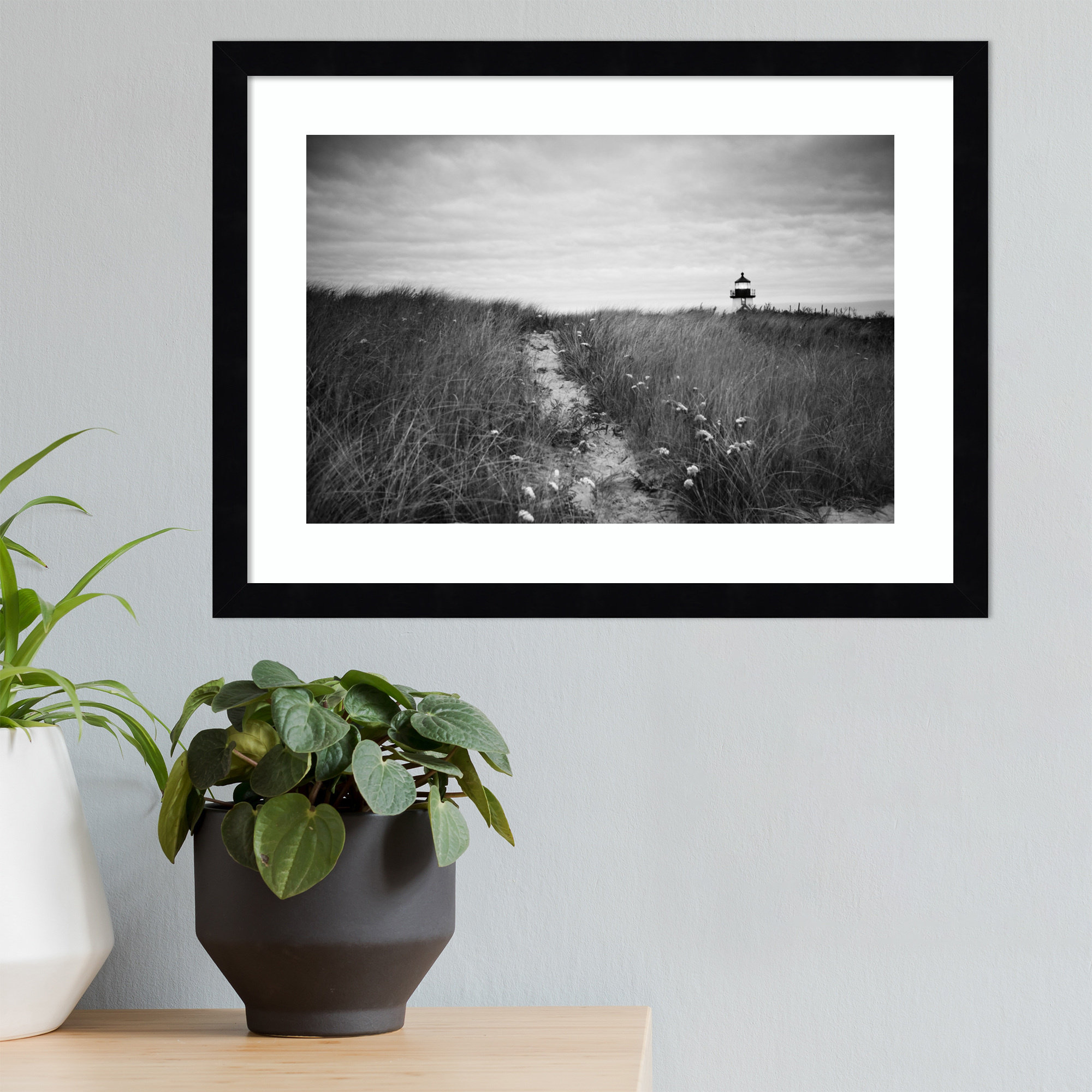 Nantucket Lighthouse by Aledanda, 14" H x 18" W, Black