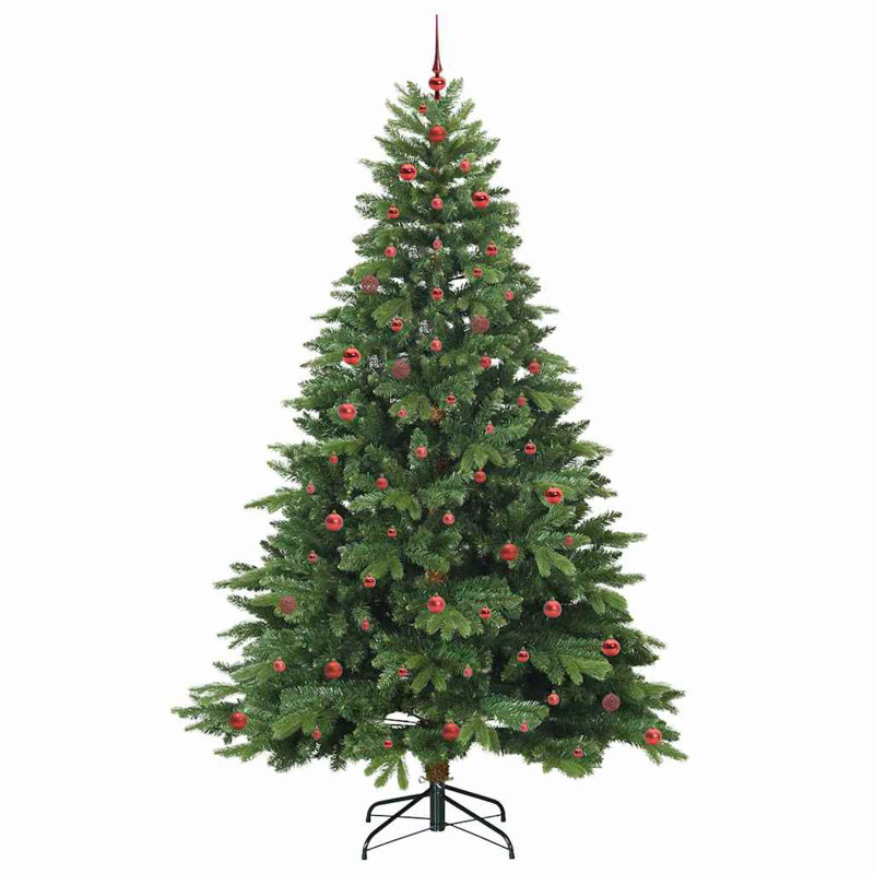 Artificial Christmas Tree with 300 LEDs Green PE and PVC, 7.87' H, Green/Red