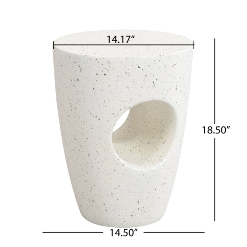 Table d'appoint moderne minimaliste 14,5 po, oxyde de magnésie avec motif sculpté creux