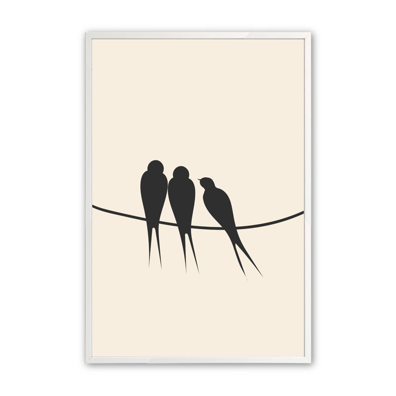 «Kanorado Birds on A Wire», cadre photo unique, impression, Blanc opaque, H 36 po x l 24 po x P 1,25 po