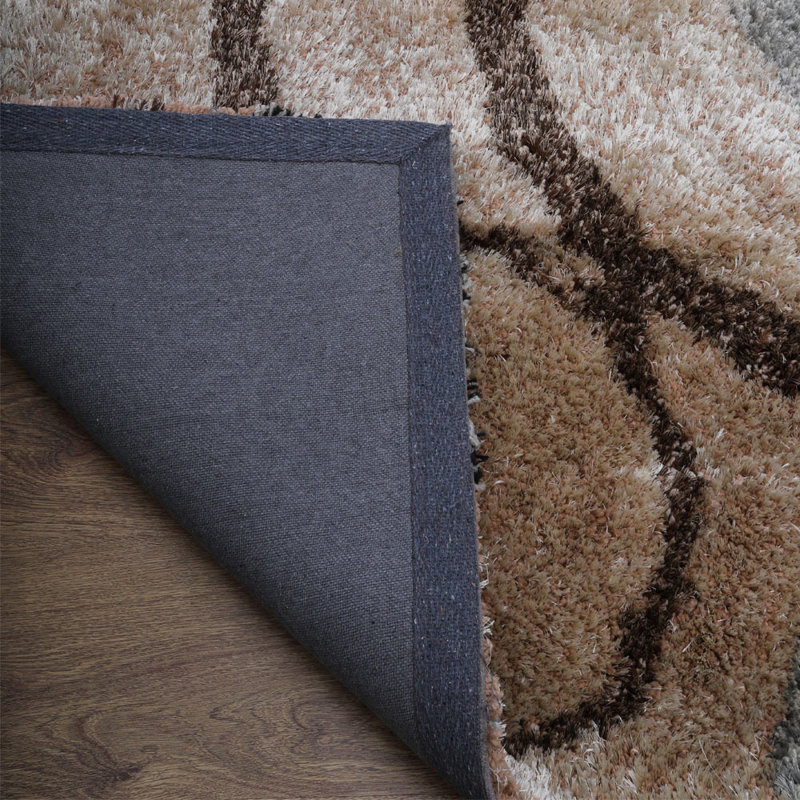 Tapis à motif à poils longs en polyester touffeté à la main Wooters, Rectangulaire 8 pi x 10 pi