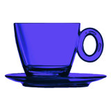Polycarbonate Tea Cup with Saucer - 12 Pieces - Sapphire