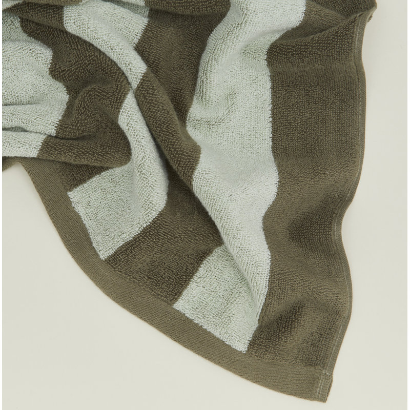 Tapis de bain en ratine simple rayé, Ivoire / Lin