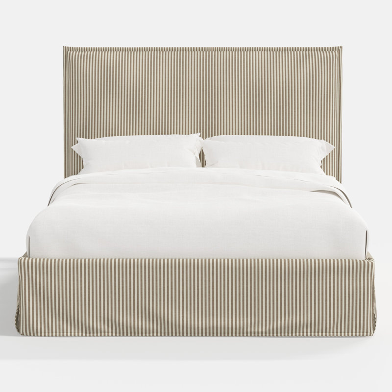 Stoffer Home x Cloth and Co. Maura Bed, California King, Jane Stripe Burlap