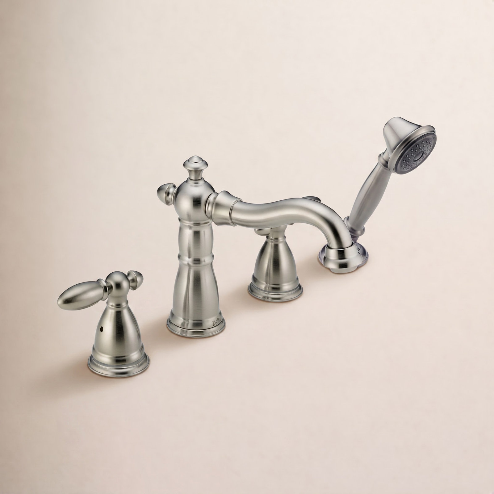 Victorian Deck Tub Filler with Handshower, Brilliance Stainless