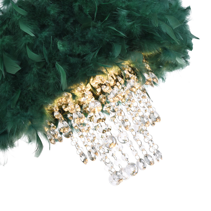 32cm Silk Drum Pendant Shade, Green