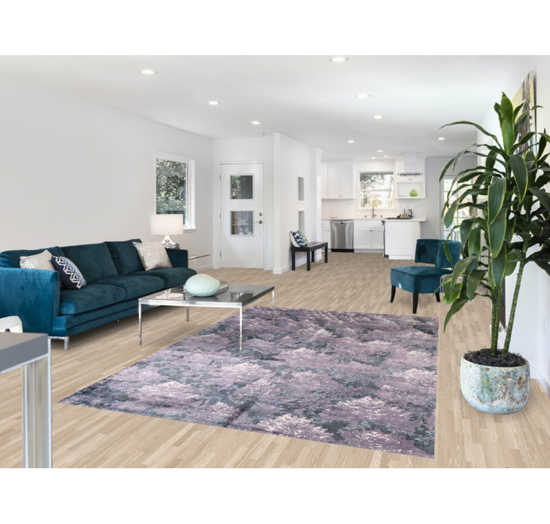 Tapis indien contemporain en laine 6x9