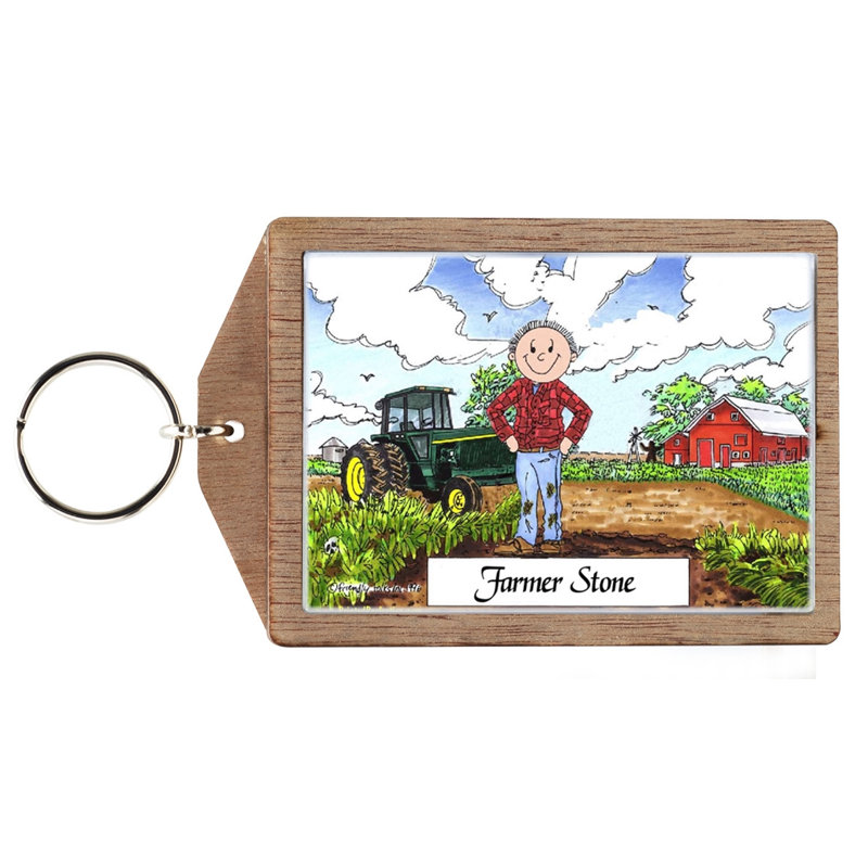 Personalized Farmer - Porte-clés en bois pour homme, Oui