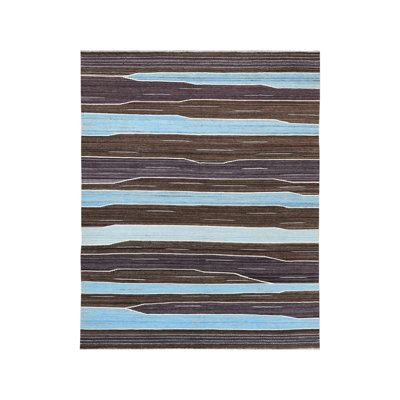 Tapis kilim tissé à la main brun et bleu 8 pi 2 po x 10 pi 1 po 3B53F5B437E04795BC2BF07539CAD401