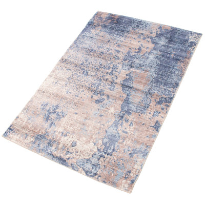 Tapis gris unique en viscose noué à la main style années 2010 5 pi x 7 pi 6 po Suazo