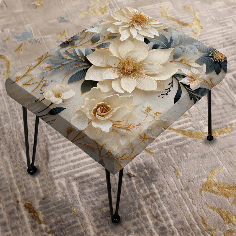 Repose-pieds rectangulaire floral éthéré