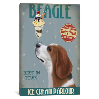 « beagle ice crème », reproduction d’impression sur toile tendue Fab Funky
