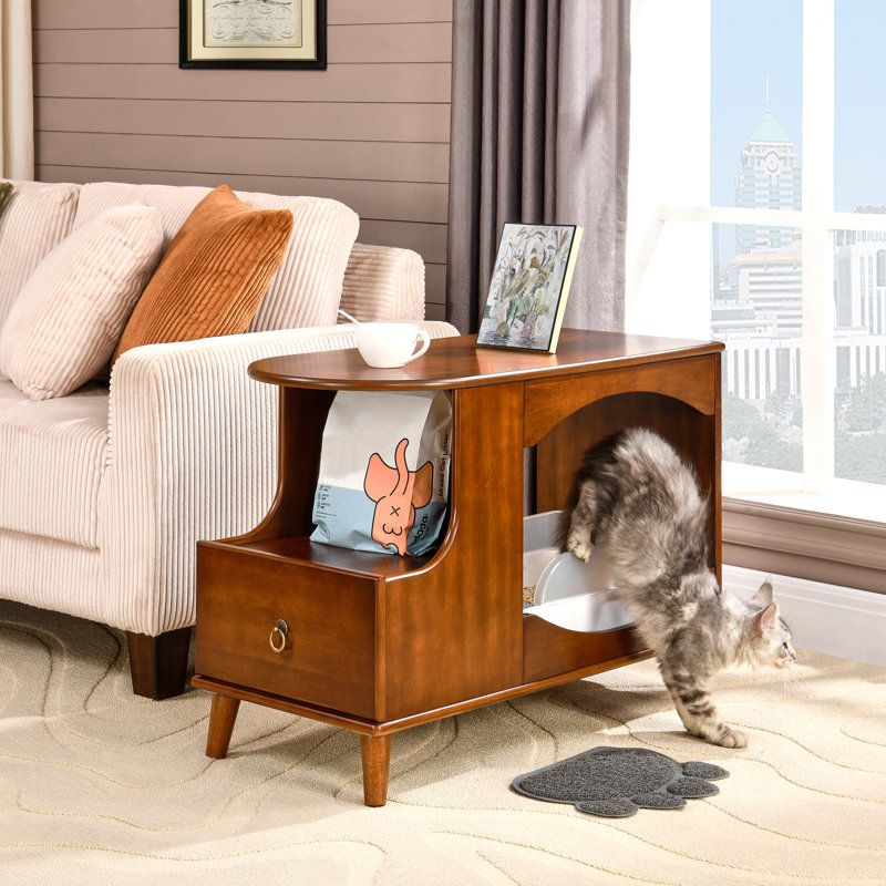 Multi-Functional Cat Side Table With Pet House