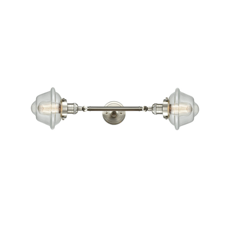 Éclairage pour meuble-lavabo 2 lumières rétro Lavalle, Grainé, Nickel satiné brossé, DEL