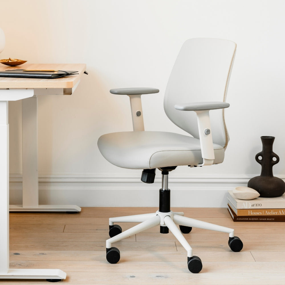 Office Chair with Lumbar Support, Limestone, White