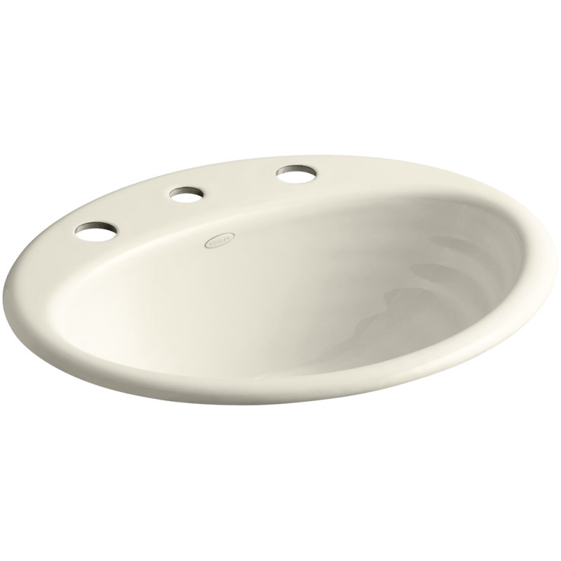 Ellington Metal Oval Drop-In Bathroom Sink with Overflow, Almond