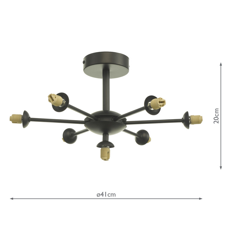 COHEN 7LT SEMI FLUSH FRAME ONLY, Matt Black