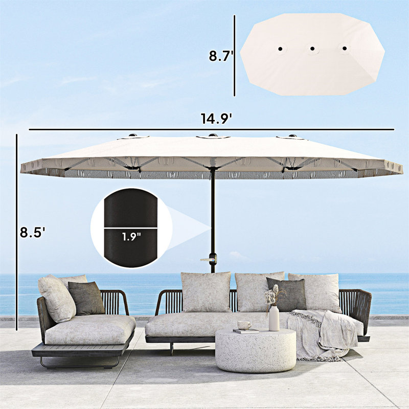Parasol d'extérieur rectangulaire pour patio