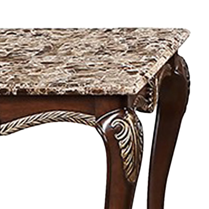 Table de bout Liana, sculptures ornées de cerisier brun classique, 28 po