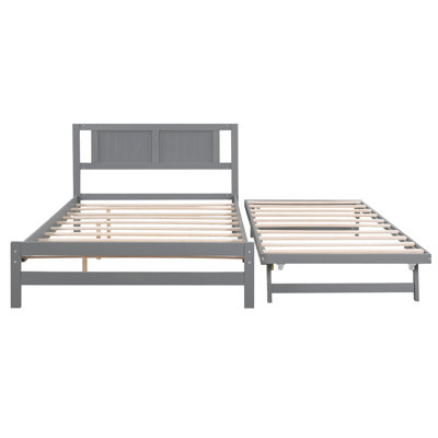 Full Size Platform Bed With Adjustable Trundle