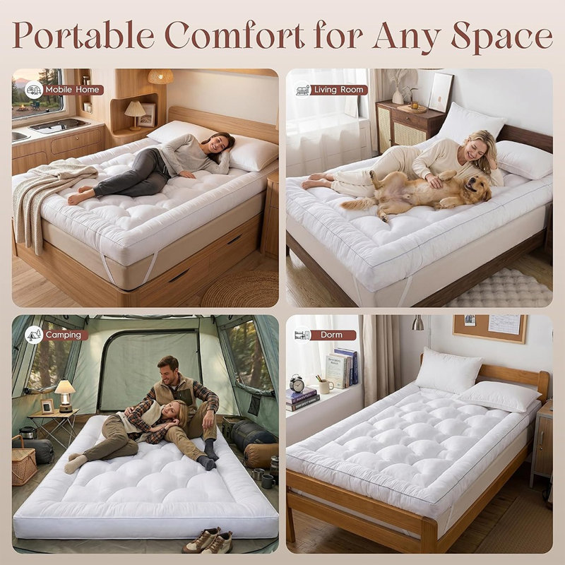 Surmatelas en mousse mémoire ultra moelleuse, protège-matelas doux et soutenant pour un confort accru