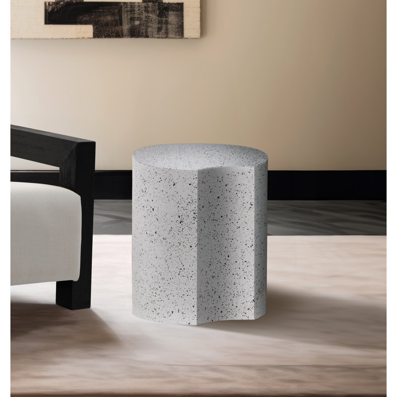 Table de bout Hylie, Blanc / blanc terrazo, H 20 po x l 18 po x P 18 po