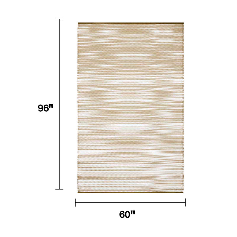 Tapis d'extérieur en plastique recyclé Kras maintenant, Rectangle de 5 pi x 8 pi, La Havane - Beige