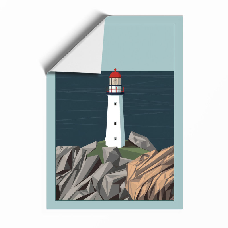Sentinel Lighthouse Coastal - Framed Print, A4 - 29.7 x 21.0 cm, Unframed