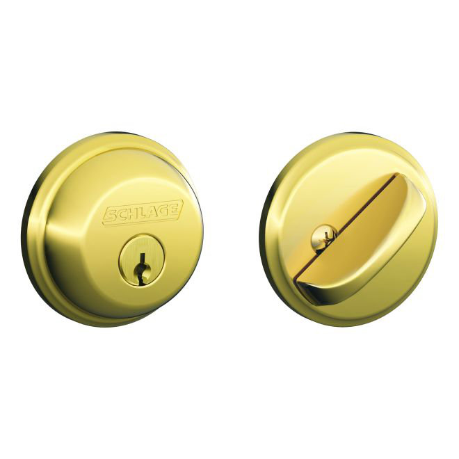 Schlage Bright Brass Zinc Single Cylinder Deadbolt Schlage