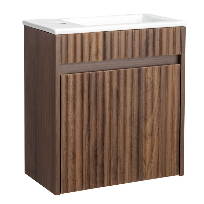 18'' Basin Cabinet Walnut Wall Mounted Without Basin