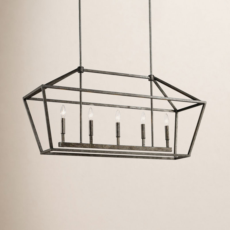 Glenhaven 5 - Light Kitchen Island Pendant, Antique Silver