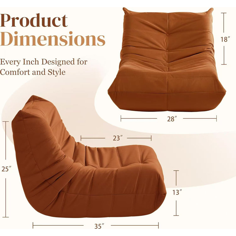 Fauteuil d'appoint luxueux avec coussins capitonnés, Orange