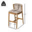 Ensemble de 2 tabourets de bar d'extérieur en bois au fini teck avec coussin beige