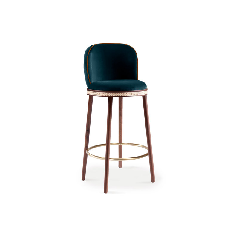 Tabouret de bar et de comptoir Alma, Tabouret de bar (siège d'une hauteur de 30 po), Laiton poli, Méditerranée
