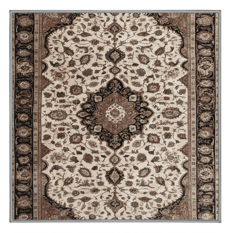 Machine Washable Persian Gray Area Rug, Square 3'