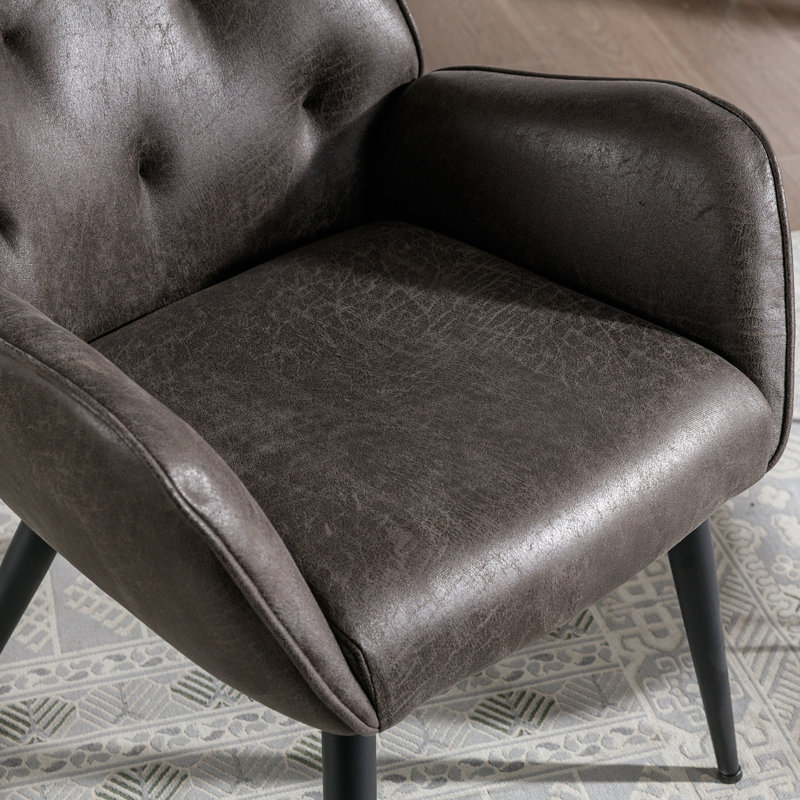 Fauteuil à oreilles Jolyssa, Similicuir gris-noir