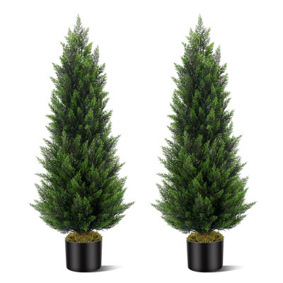 Topiaire d'arbres en faux cèdre en pot (ensemble de 2)