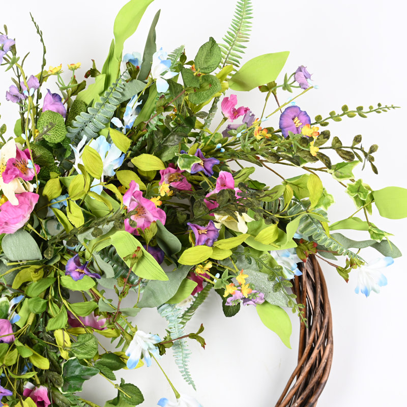 Couronne florale 24 po Spring Summer Morning Glory pour porte d'entrée