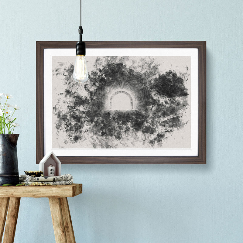 Brick Tunnel - Picture Frame Graphic Art Print, 40cm H x 60cm W x 2cm D, Walnut Framed