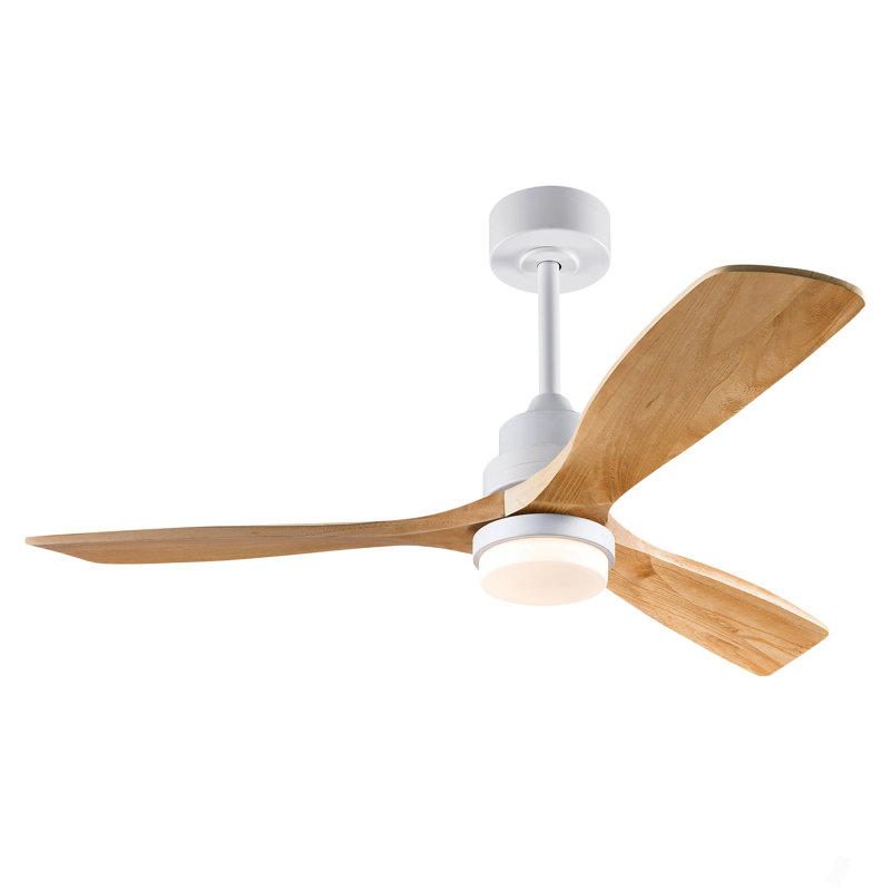 Ventilateur de plafond moderne chaud de 52 pouces avec 3 couleurs à intensité variable et 3 pales en bois réglables avec télécommande et lumière DEL