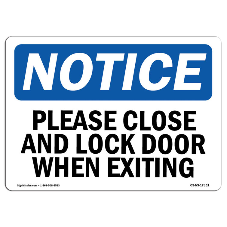 SignMission Please Close and Lock Door When Exiting Sign | Wayfair