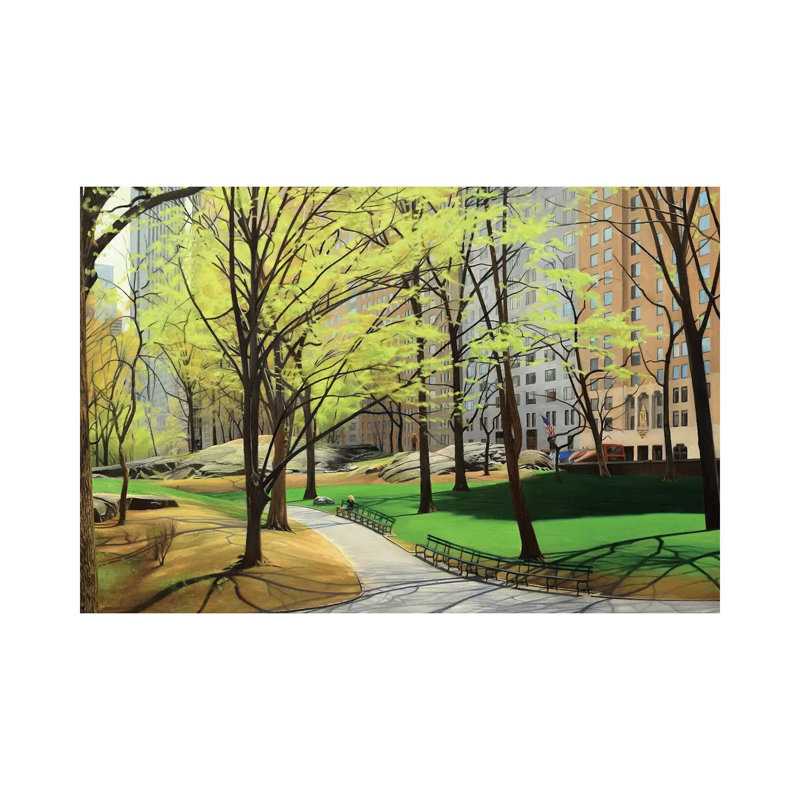 «Springtime in Central Park» par Nick Savides - peinture sur toile tendue, H 26 po x l 40 po x 1,5 po