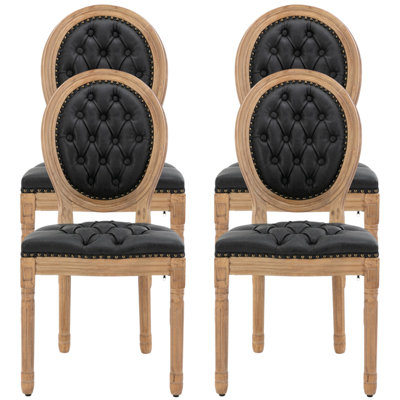 Amando 19.7" H Tufted PU Faux Leather Side Chair With Nailhead Trim Decor King Louis Back Solid Wood Dining Chairs by Ophelia & Co.